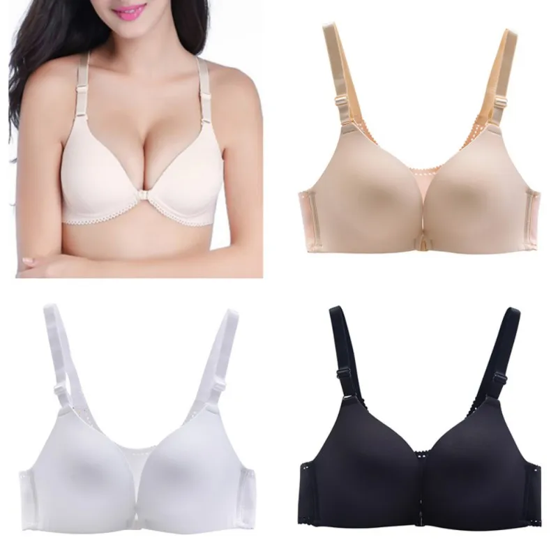 

Women Push Up Front Closure Lingerie Fashion Sexy Bra Smooth Wire Free Bras