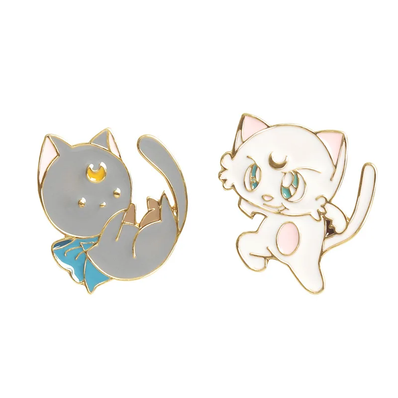 2 Pin корейский мультфильм милый эльф броши-кошки для женщин котенок значки с