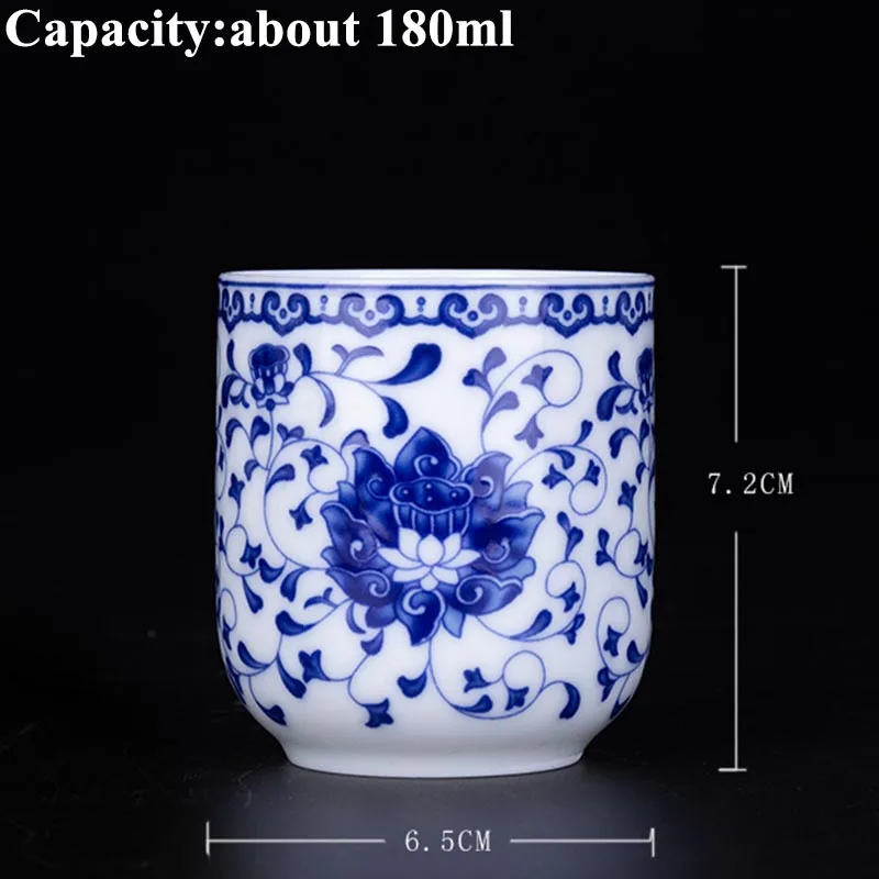 180 мл Цзиндэчжэнь сине-белая фарфоровая чайная чашка кунг-фу керамические чайные