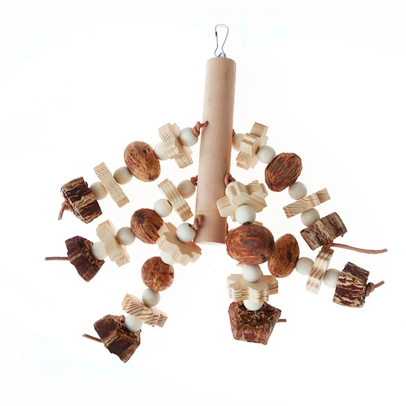 

1pc Hot Selling Parrot Biting Toy Fashion Wooden Bite Proof Natural Bird Chew Toy Parrot Cage Toy Bird Supplies Multicolor