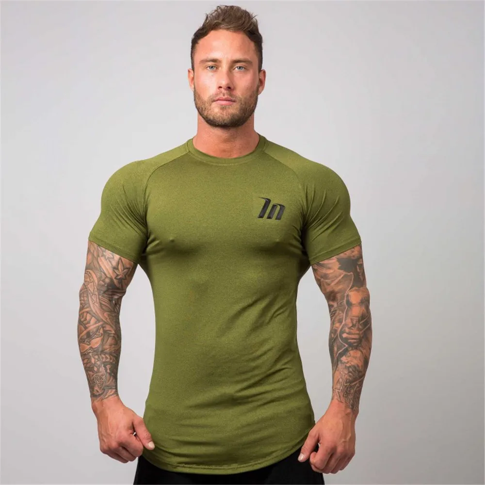 

Superelastic Quick dry t shirt Mens Gyms Fitness Bodybuilding T-shirt Skinny Tee shirt Tops Summer Male Jogger Workout Clothing