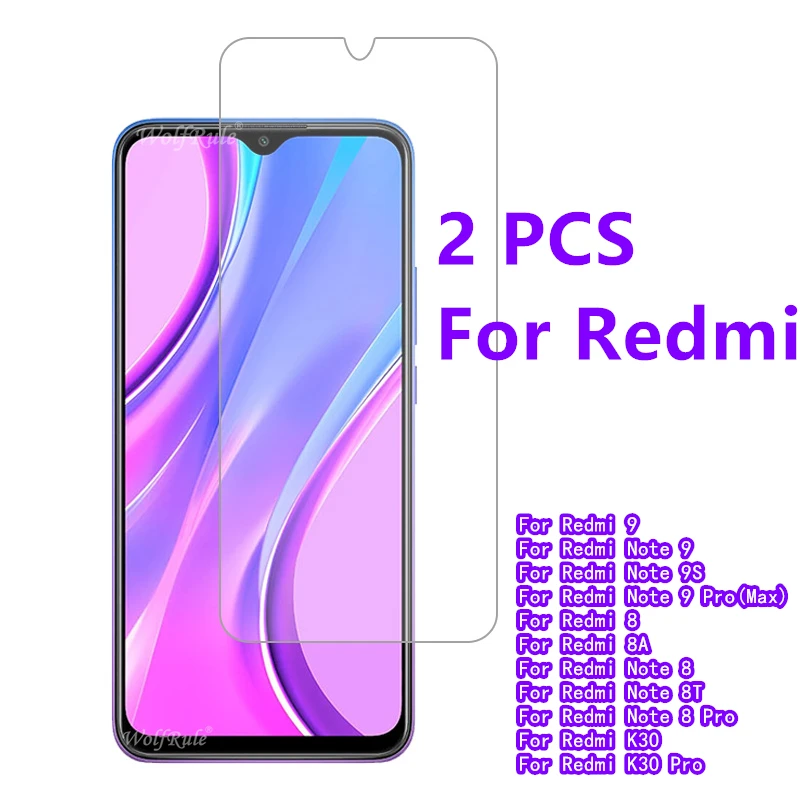 2 шт для Xiaomi Redmi 9 стекло закаленное Flim 9H HD Защитное Note 8 7 Pro S A 9|Защитные стёкла и
