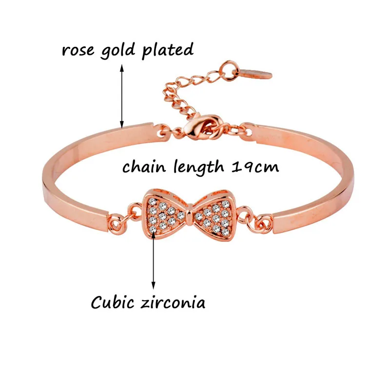 Просвет очаровательные кубического циркония бантом браслеты для женщин с розой