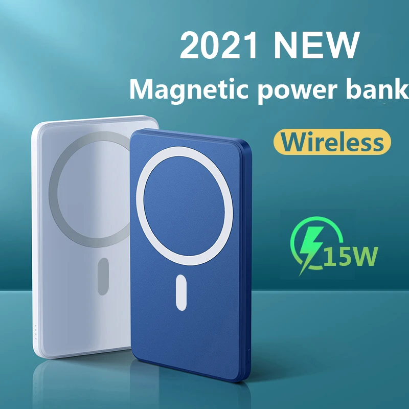 2021 new 10000mah portable magnetic wireless power bank 15w fast charger for iphone 12 13 pro max mobile phone external battery free global shipping