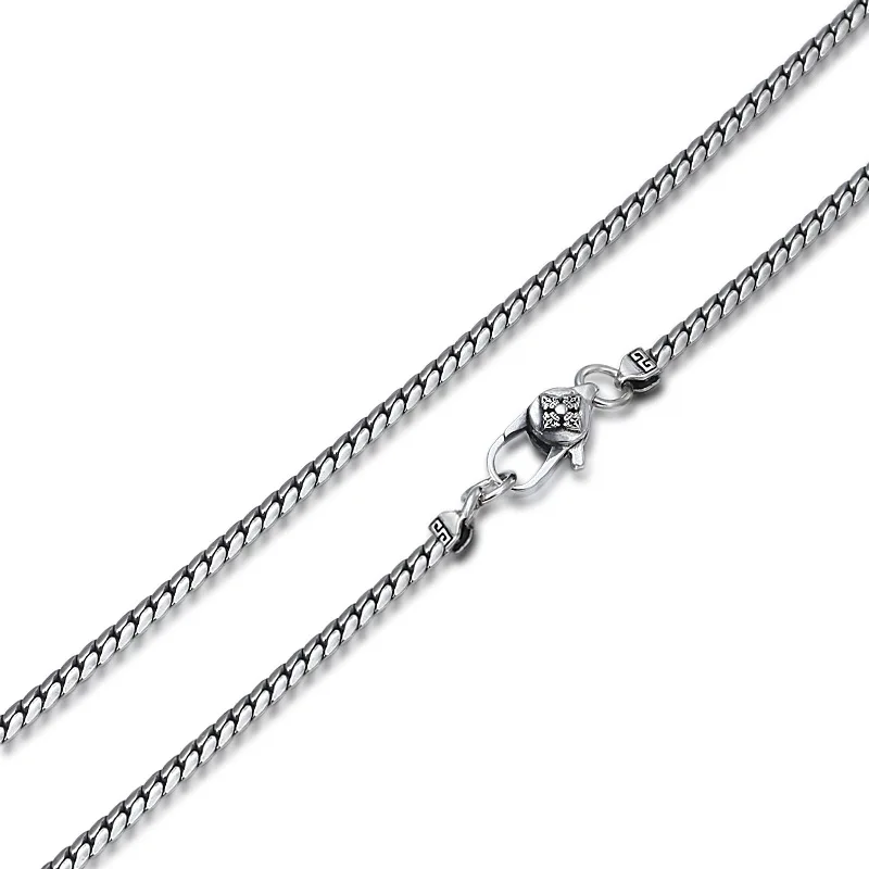 3mm*50/55CM Real 925 Sterling Silver Men Choker Necklace Fine Jewelry