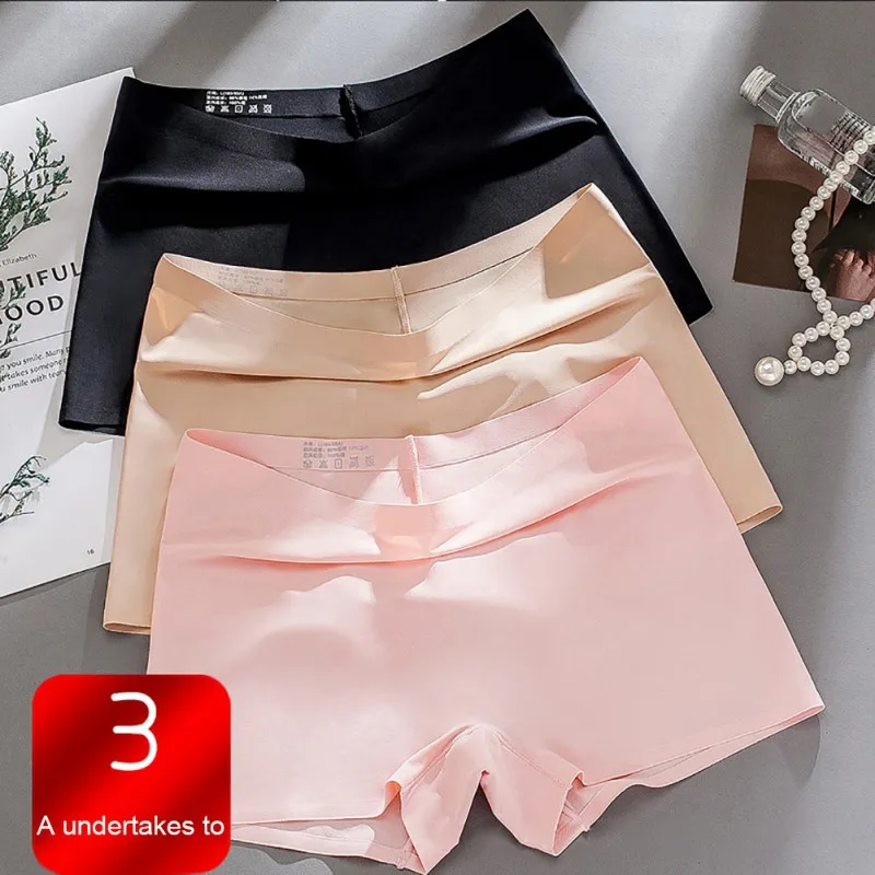 Women's Ice Silk Safety Shorts Invisible Seamless Boxer Briefs Underwear Boyshort