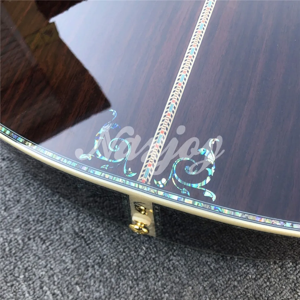 Sunburst solid spruce top 41 дюймов D стиль Акустическая гитара, Abalone связывание и вставки, гриф из черного дерева, гитара ra acustica