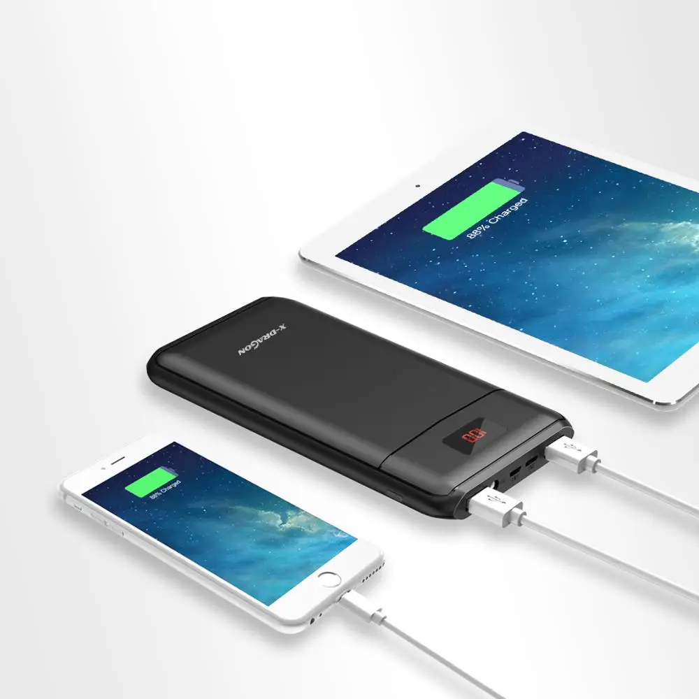 X-DRAGON Мощность внешний аккумулятор запасного телефона с двумя USB выходами Батарея 13000 мА/ч, Мощность Дополнительный внешний аккумулятор с светодиодный свет ЖК-дисплей Дисплей для Apple смартфонов на базе Android