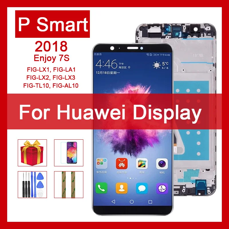 

For Huawei P Smart 2018 Enjoy 7S FIG LX1 LA1 LX2 LX3 TL10 AL10 LCD Display With Touch Screen Digitizer Assembly With or No Frame