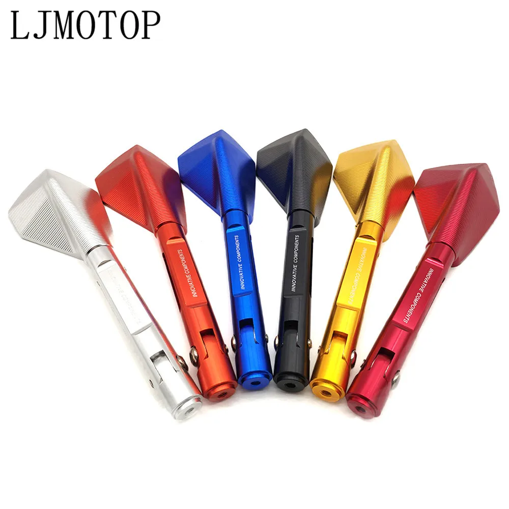 Универсальный мотоцикл зеркало заднего вида мото боковые зеркала CNC черный для