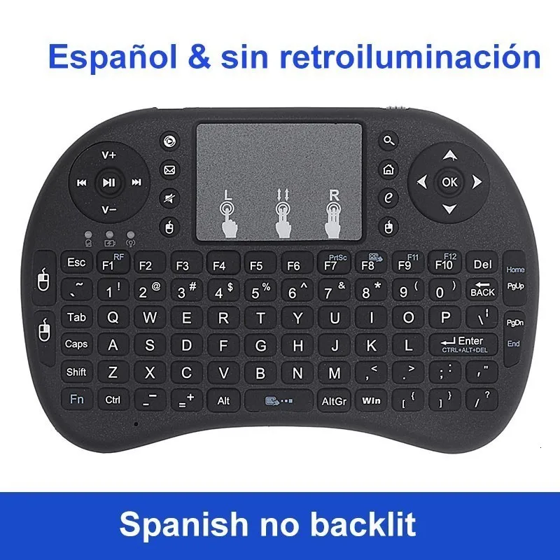 Spanish no Backlit SeenDa Mini 2,4G Беспроводная клавиатура сенсорная панель с Цветной подсветкой воздушная мышь русская испанская клавиатура для ноутбука ноутбук ТВ коробка - Цвет: Spanish no Backlit