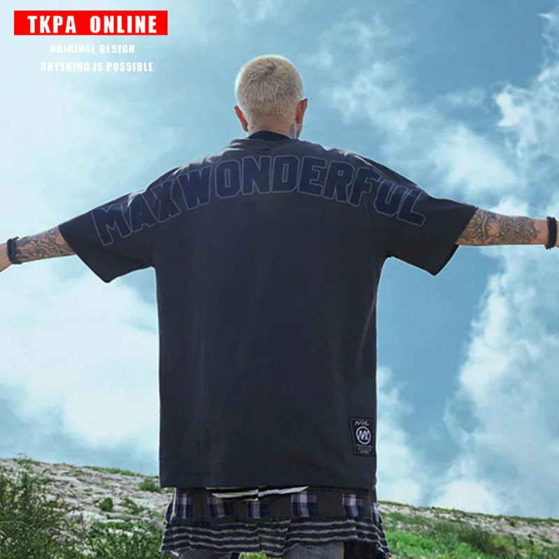 

Футболка мужская и женская с коротким рукавом, брендовая Свободная рубашка из чистого хлопка с надписью на спине, парная одежда в стиле Харадзюку