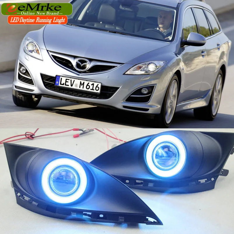 

eeMrke For Mazda 6 Atenza (GH) 2nd Gen. 2008 2009 2010 COB Angel Eye DRL LED Daytime Running Lights Halogen H11 55W Fog Lamp Kit