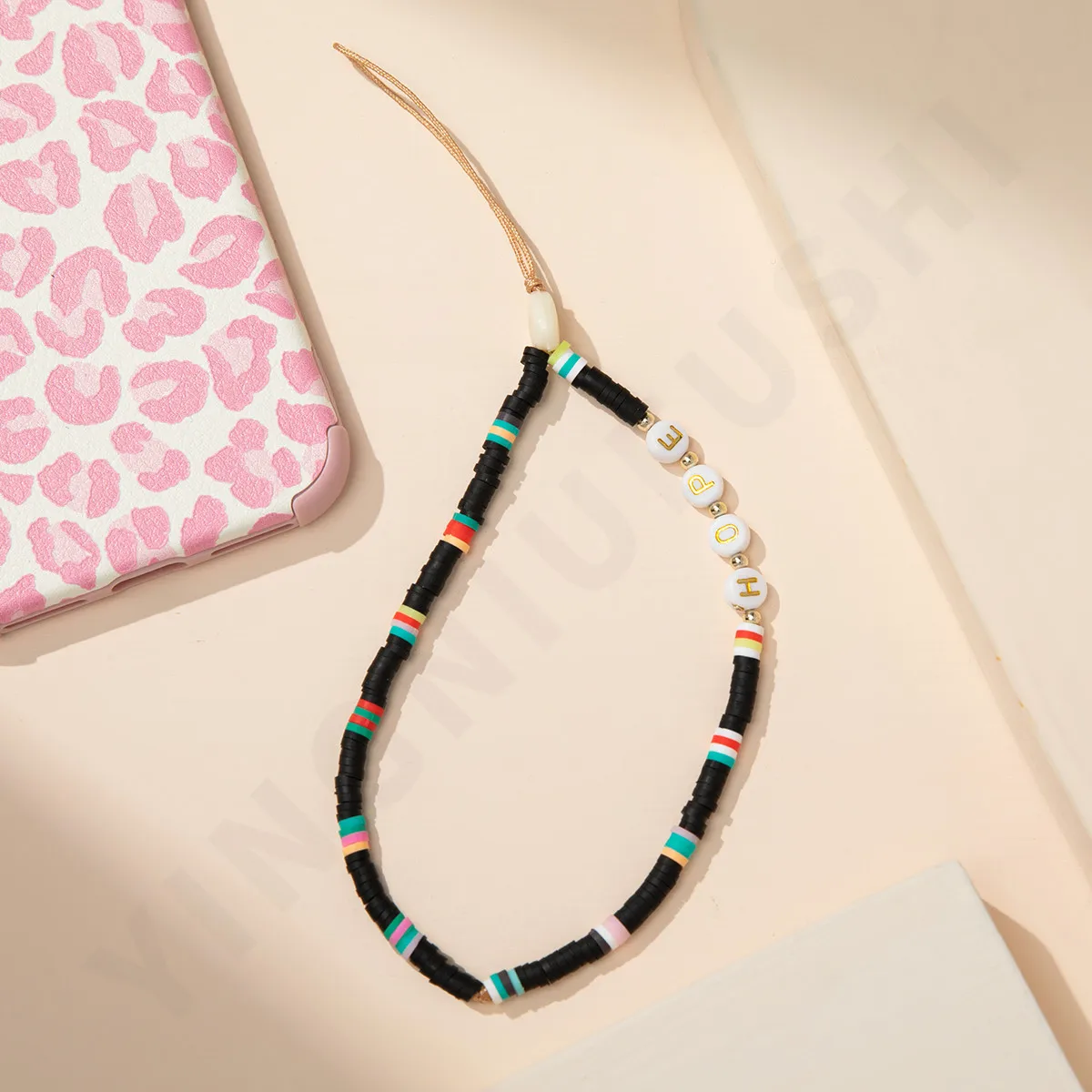 New Colorful Acrylic Bead Mobile Phone Chain Cellphone Strap Anti-lost Lanyard Hand Wrist Lanyard Girls Phone Charm Hang Rope