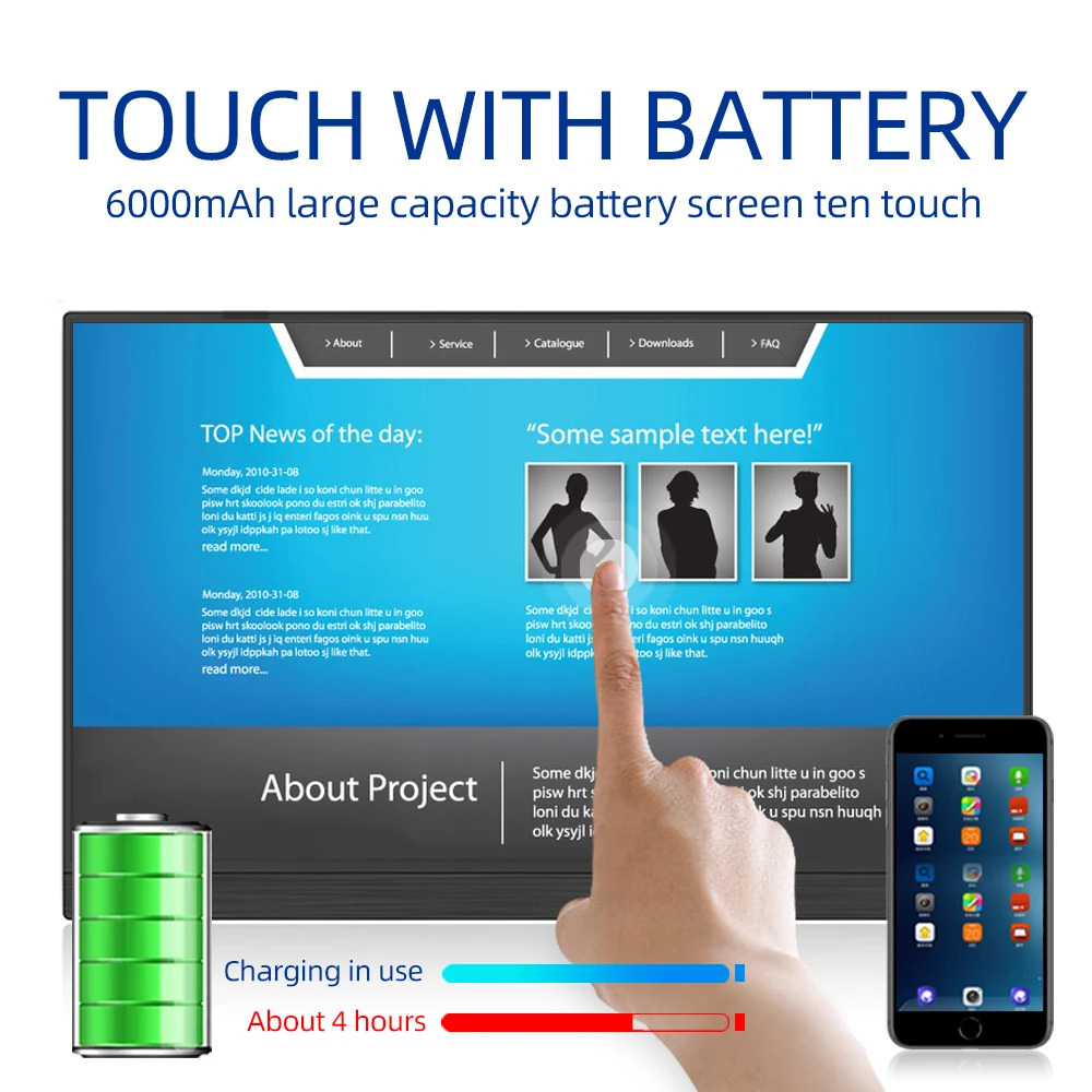 BEEX Portable Monitor with battery 1920x1080 HD IPS 15.6-inch LCD display for Laptop Phone Switch Xbox Pc |