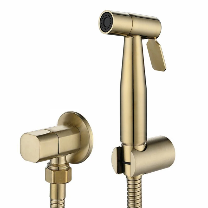 

Hand Held Toilet Bidet Sprayer Brushed Gold Stainless Steel Bidet Jet Douche Kit Shattaf Faucet Toilet Washer Cleaning BG909