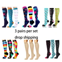 compression socks women medical thigh high 3 pairs nursing women sport cycling hiking running men sport stocking drop shipping