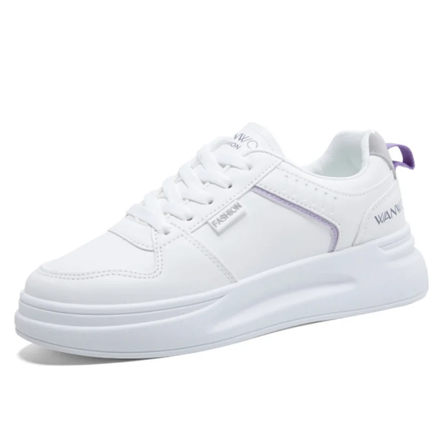 Женские кроссовки на плоской подошве белые кожаные женская обувь для бега