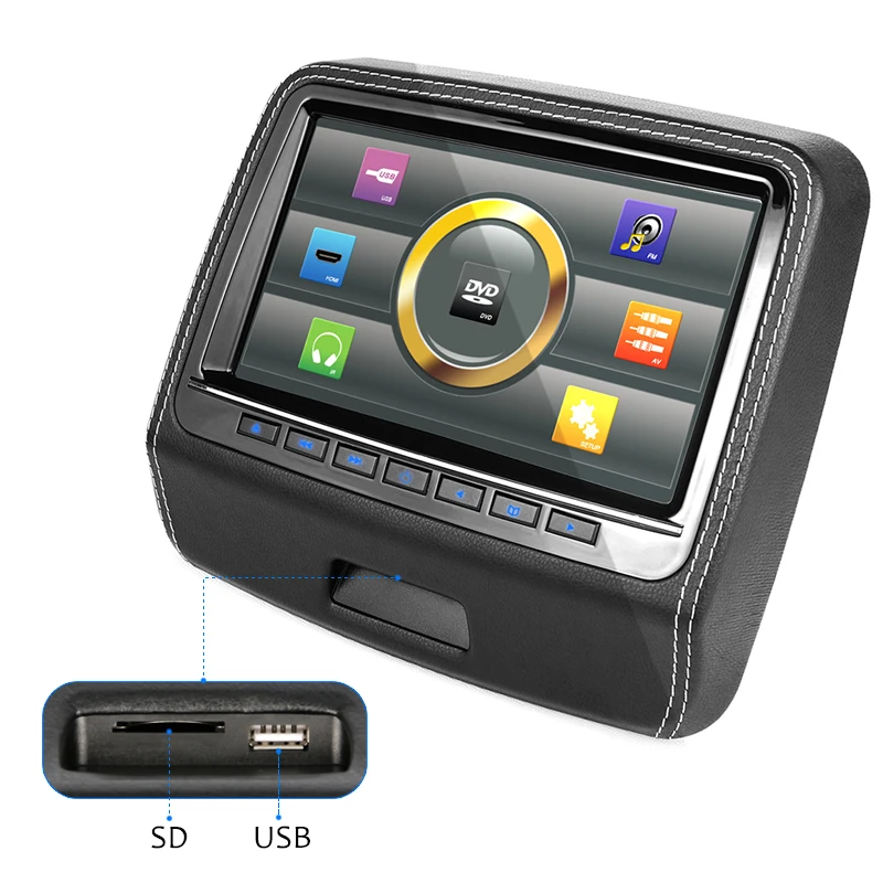 Bestellen 2x9 Zoll 1080P Alle Format Auto Monitor Touch Screen Auto Kopfstütze DVD-Video-Player Gebaut-in Lautsprecher MKV DVD MP4 USB SD 8 Bit Spiel
