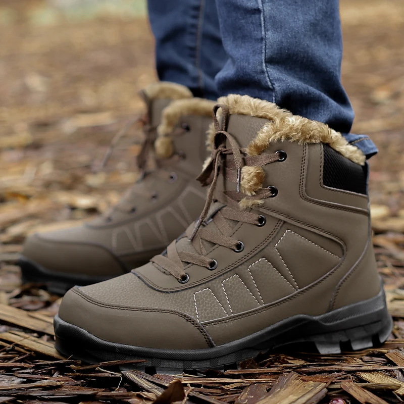 

Men Hiking Boots with Cotton Winter Snow Shoes Keep Warm Outdoor Men Sport Trekking Mountain Boots Sneaker Large Size 39-47