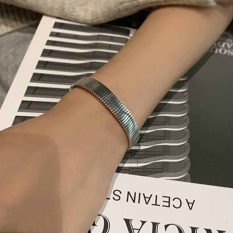 New Arrival 100% 925 Sterling Silver Fashion Water Wave Ladies Bangle Promotion Jewelry For Women Cheap Gift | Украшения и