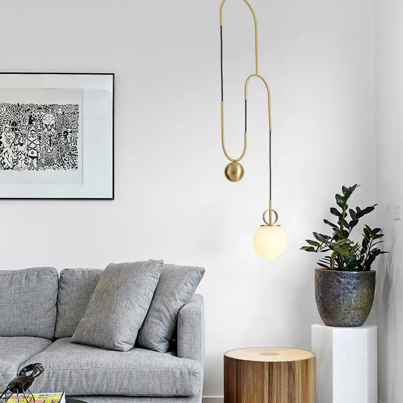 

Современный светодиодный подвесной светильник в скандинавском стиле, простой светильник в виде белого стеклянного шара для столовой, рест...