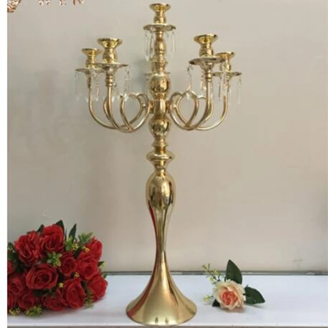 10pcs)wholesale tall gold candelabra wedding Crystal Chandelier Centerpiece  yudao1311