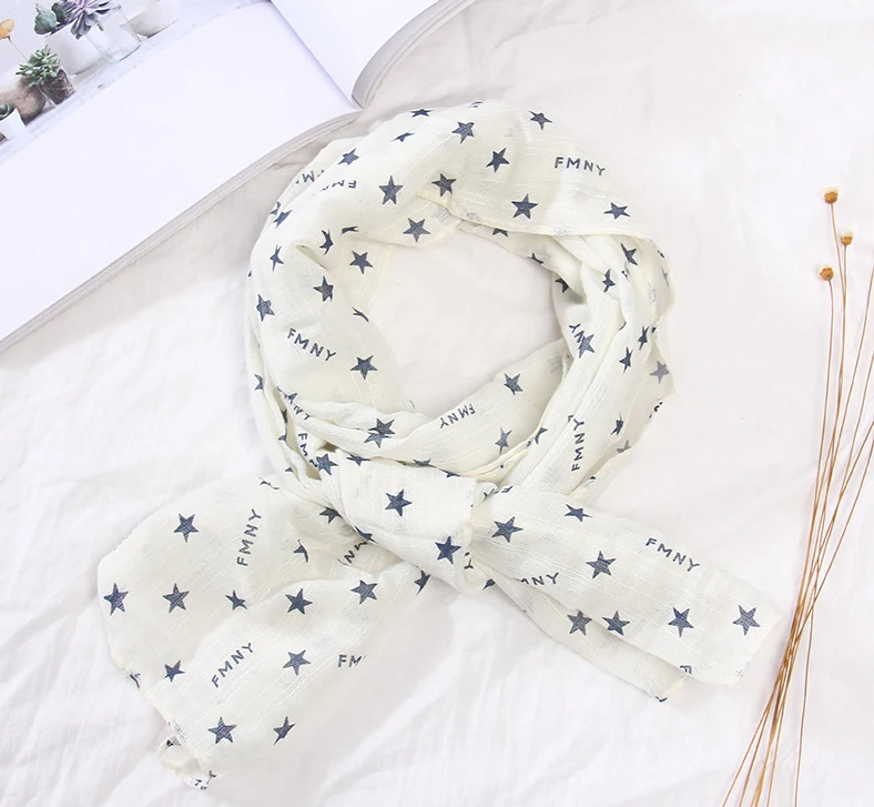 star white Модный детский шарф с принтом короны, весенний хлопковый шейный платок для маленьких мальчиков и девочек, милая теплая шаль, шарфы хиджабы - Цвет: star white