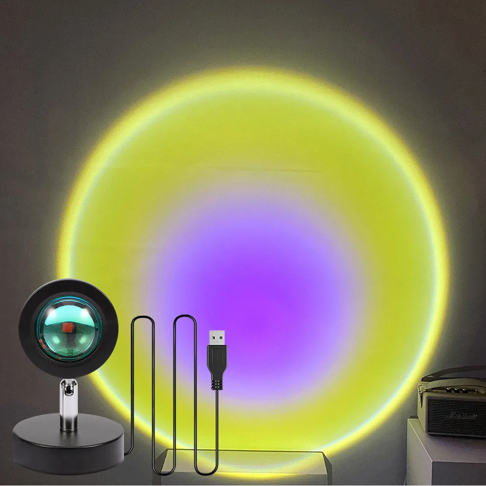 

Sunset Projection Lamp USB Powered Standing Lamp For Living Room Rainbow Atmosphere Night Light Home Wedding Decor Kid Gift