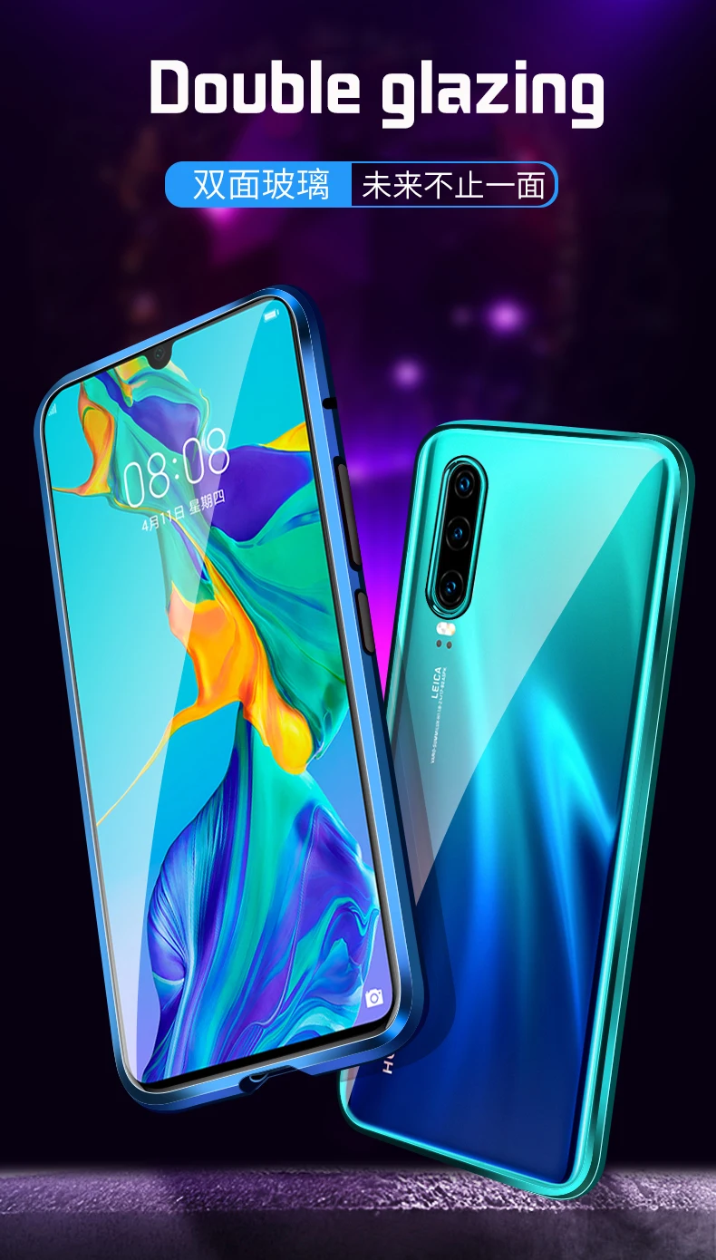 Роскошный защитный Магнитный чехол на весь корпус для huawei P30 P20 lite Pro 360, задняя крышка из закаленного стекла huawei mate 30 20 Pro Чехол