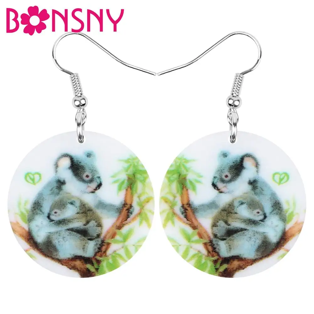

Bonsny Acrylic Australia Koala Earrings Animal Round Drop Dangle Jewelry For Women Girl Teen Charm Decoration Gift Hot Sale Bulk