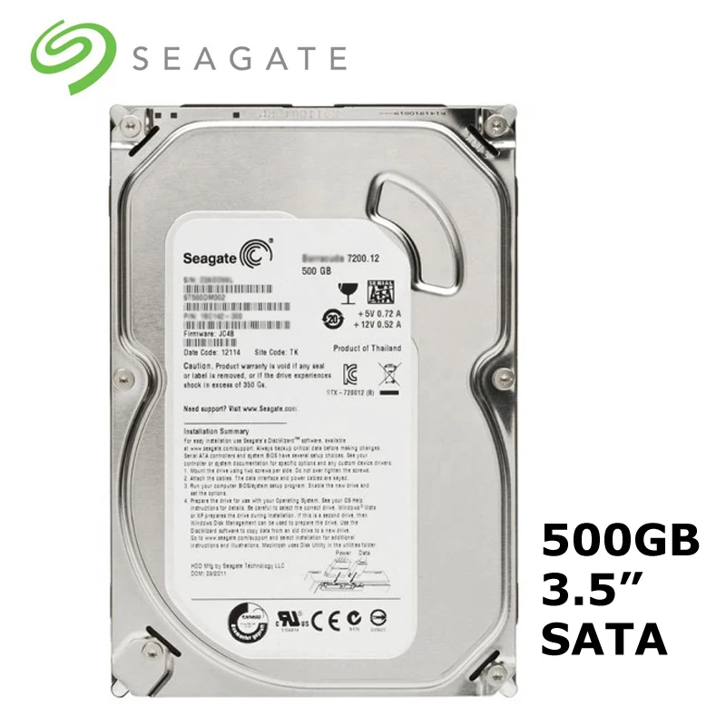 Бренд Seagate 500GB SATA 3 ГБ/сек. 6 HDD 500G 8 Мб/32 буфер MB настольных ПК 5 &quotвнутреннего