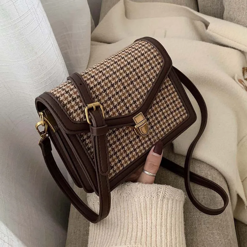 

Fashion Grid Crossbody Messenger Bags For Women 2021 New Shoulder Handbags Female Luxury Designer Purses Travel High Quality