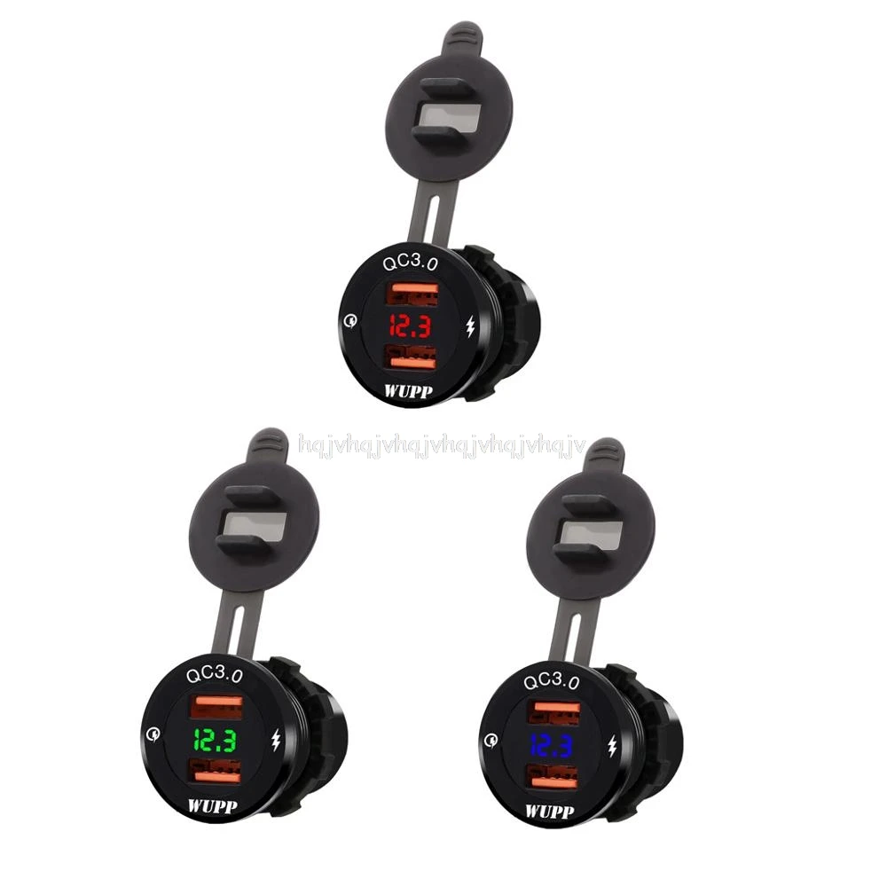 12V/24V алюминиевый водонепроницаемый двойной QC3.0 USB быстрое зарядное устройство
