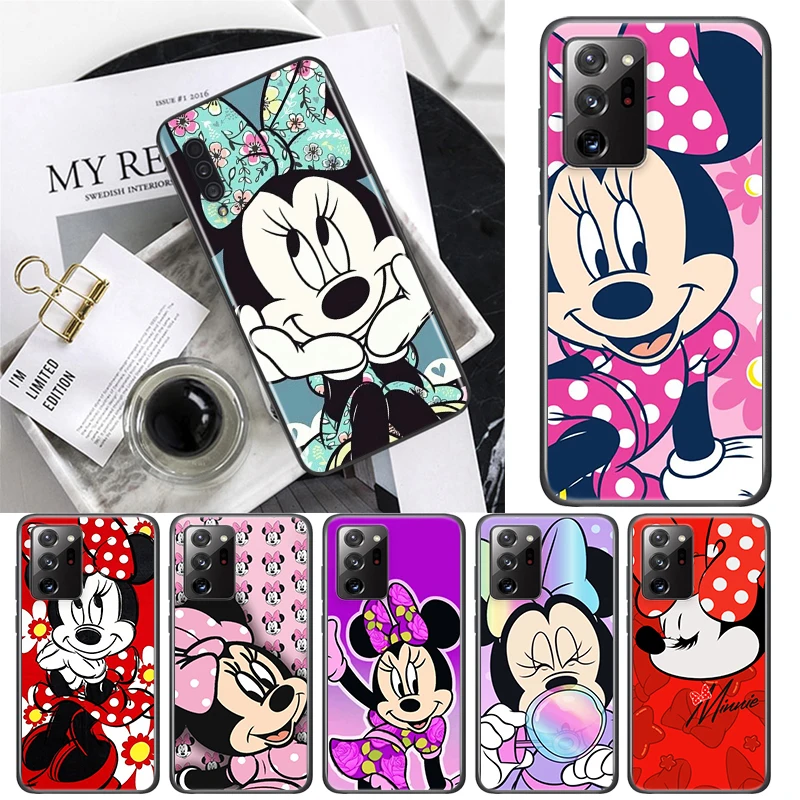 

For Samsung Galaxy A72 A52 A42 A32 Lite A22 A13 A12 5G A03S A02S A02 Phone Case Disney Minnie Mouse Cute Black Soft TPU Cover