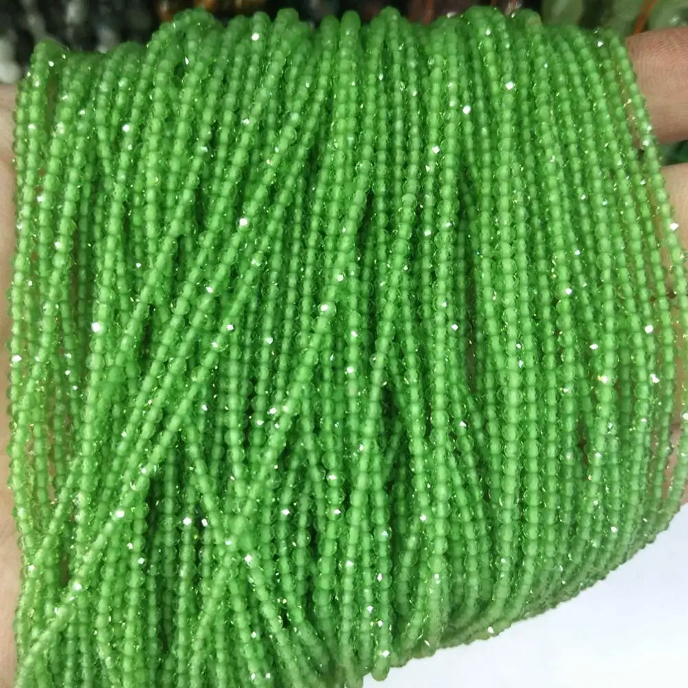 Olive green Граненые 2 мм бусины из натурального камня розовый кристалл кварца лазурит Агаты драгоценные камни бусины для самостоятельного изготовления ювелирных изделий браслет ожерелье - Цвет: Olive green