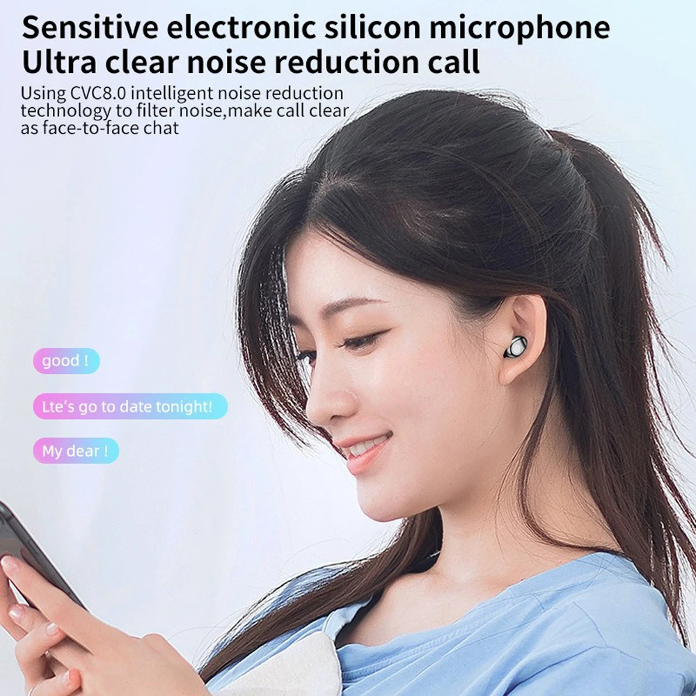 

Wireless Bluetooth Earphones with Microphone Waterproof TWS Low Latency 9D Stereo Sound Gaming Earbuds with LED Power Display