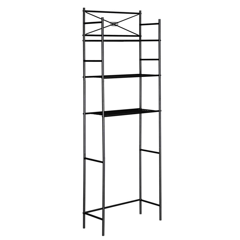 

3 Tier Metal Shelf Storage Rack Over The Toilet 58x24x164CM Black[US-Stock]