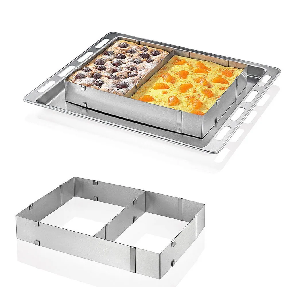 Mousse Cake Ring Stainless Steel Adjustable Square Cheesecake Pan Decorating Baking Mould Frame Tool Cake Pastry Cutter Bakeware