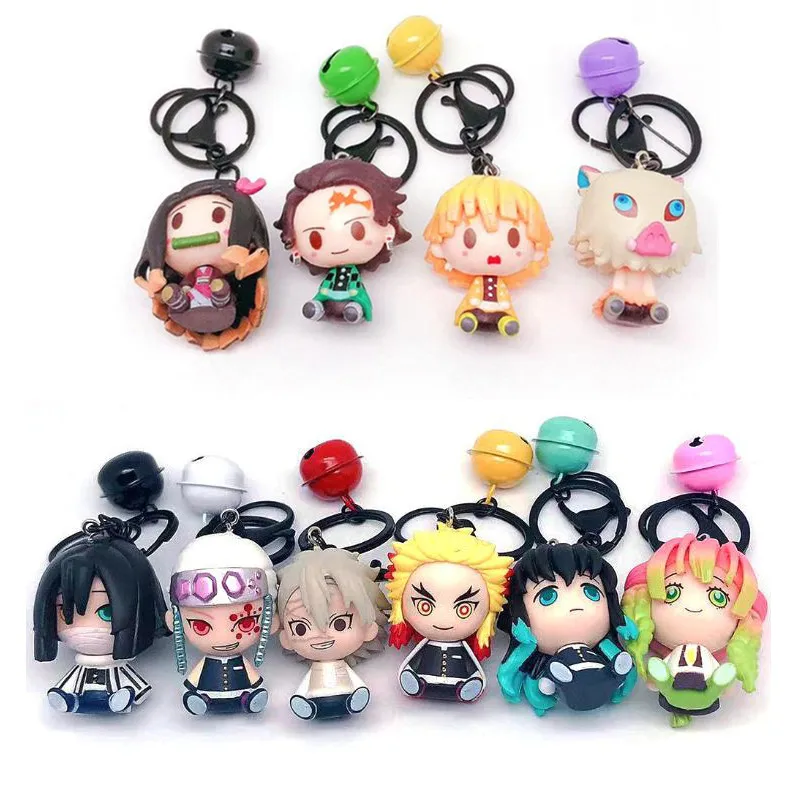 

Anime Demon Slayer Kimetsu No Yaiba Hand-made Keychains Cute Pendant Kamado Tanjirou Q Version Doll Key Ring Cartoon Toy Gift