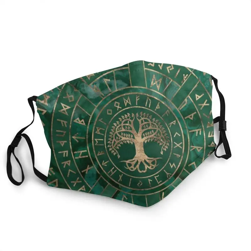 

Tree Of Life Yggdrasil And Futhark Malachite Mouth Face Mask Adult Vikings Mask Men Anti Haze Dust Protection Respirator Muffle