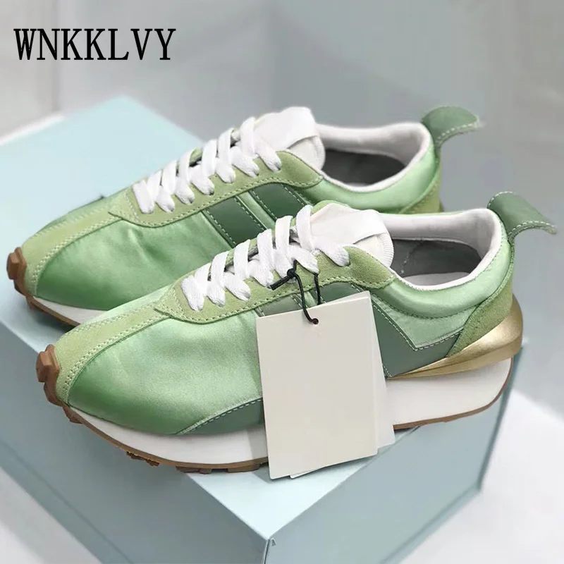 

Spring Thick Sole Casual Daddy Shoes Women Flat Mixed Color Lace Up Patchwork Sneakers Outdoor Walk Tennis Shoes 2021Unisex