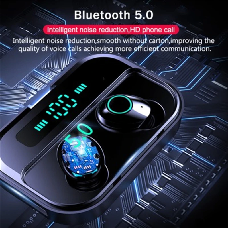 Наушники-вкладыши TWS с 5 0 Bluetooth IPX7 Водонепроницаемая игровая Музыка Спорт