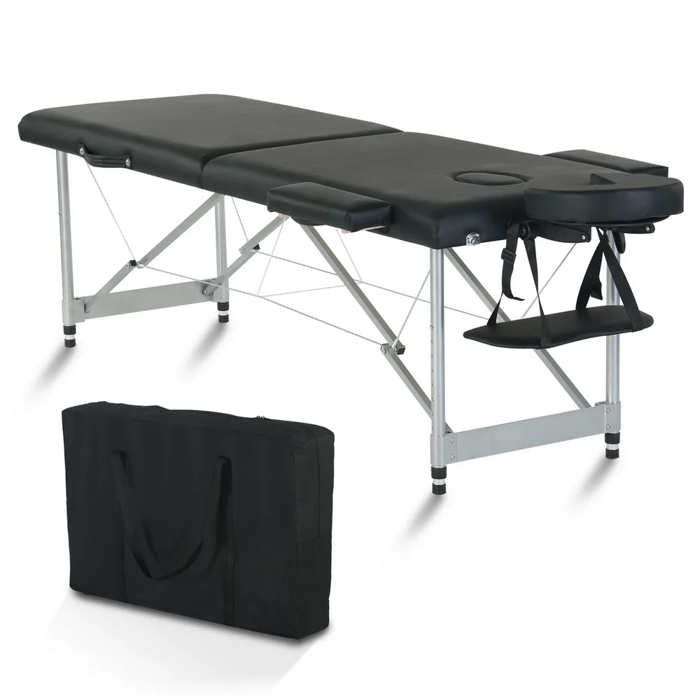

Косметический массажный стол Bed 2 секции Складная Алюминиевая ножка 186x60x61 см регулируемая по высоте Универсальная Портативная Черная [US-Stock]
