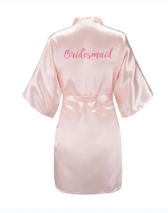 pink bridesmaid Новая одежда для невесты Румяна халаты свадебный наряд Атласный халат одежда для невесты свадьба - Цвет: pink bridesmaid