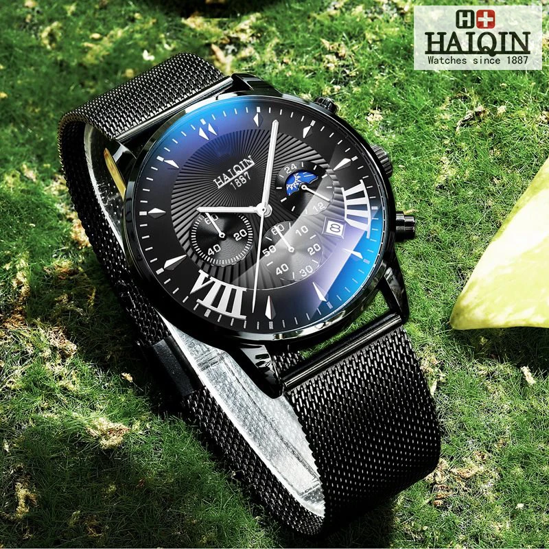 HAIQIN reloj hombre 2019 Топ бренд класса люкс мужские часы водонепроницаемые ультра тонкие