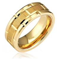 8mm fashion men rings stainless steel gold plated brushed wedding bands anniversary classic jewelry for men party gift