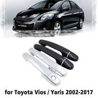 black carbon fiber handle or chrome side door cover for toyota vios yaris xp40 xp90 xp150 belta 20022017 car styling 2003 2004