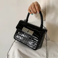 crocodile pattern mini tote bag 2021 trendy new high quality pu leather womens designer handbag chain shoulder messenger bag