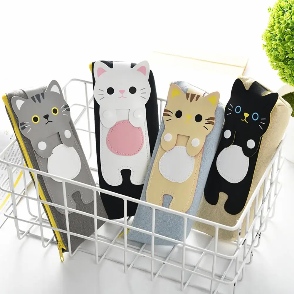 

Cute Cats Canvas Zipper Pencil Case Pen Bag School Stationery Storage Pouch Box School Supplies Pencils Storage Bts